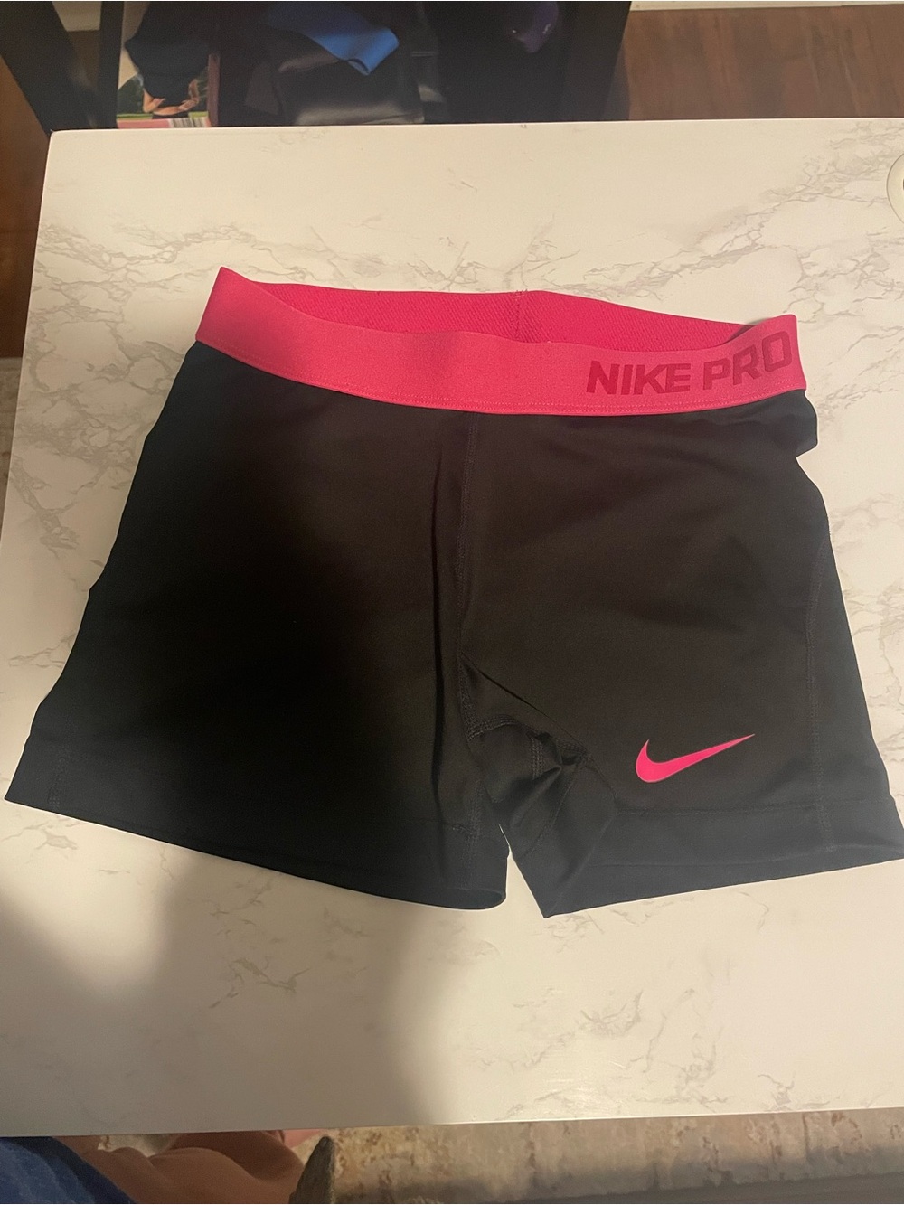 Nike Pro Black Athletic Shorts with Pink Accents